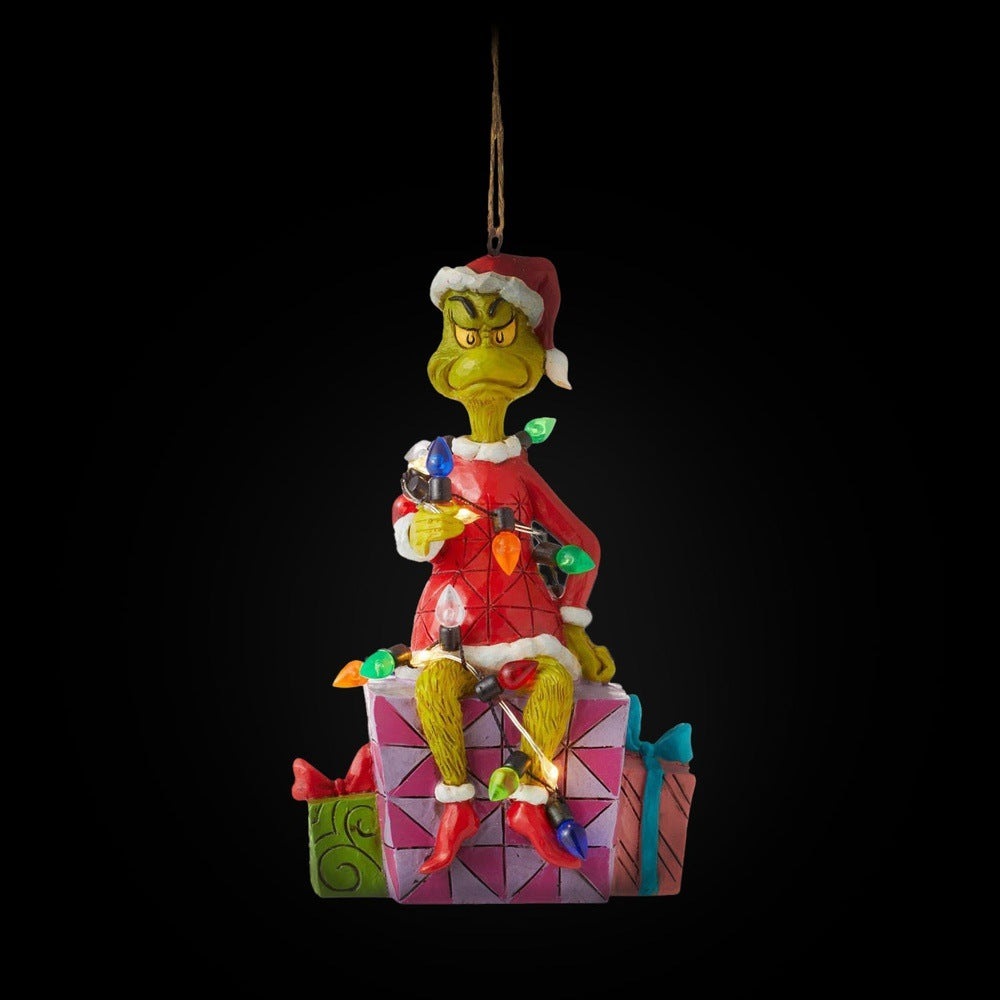 Jim Shore The Grinch: Grinch Wrapped In Lights Hanging Ornament sparkle-castle