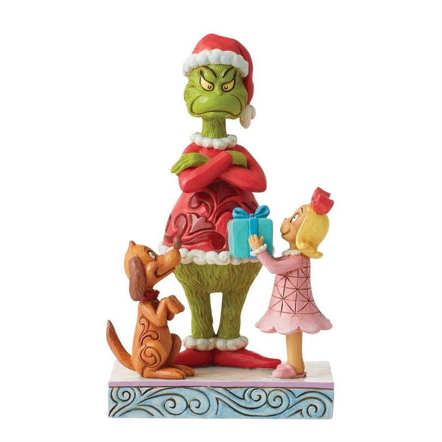 Jim Shore The Grinch: Max & Cindy Giving Gift to Grinch Figurine sparkle-castle