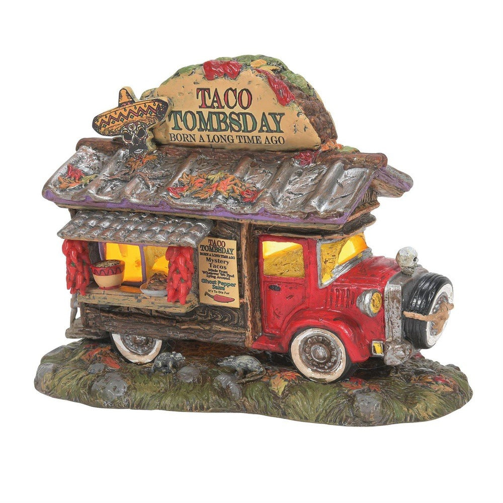 Snow Village Halloween: Taco Tombsday Taco Truck sparkle-castle