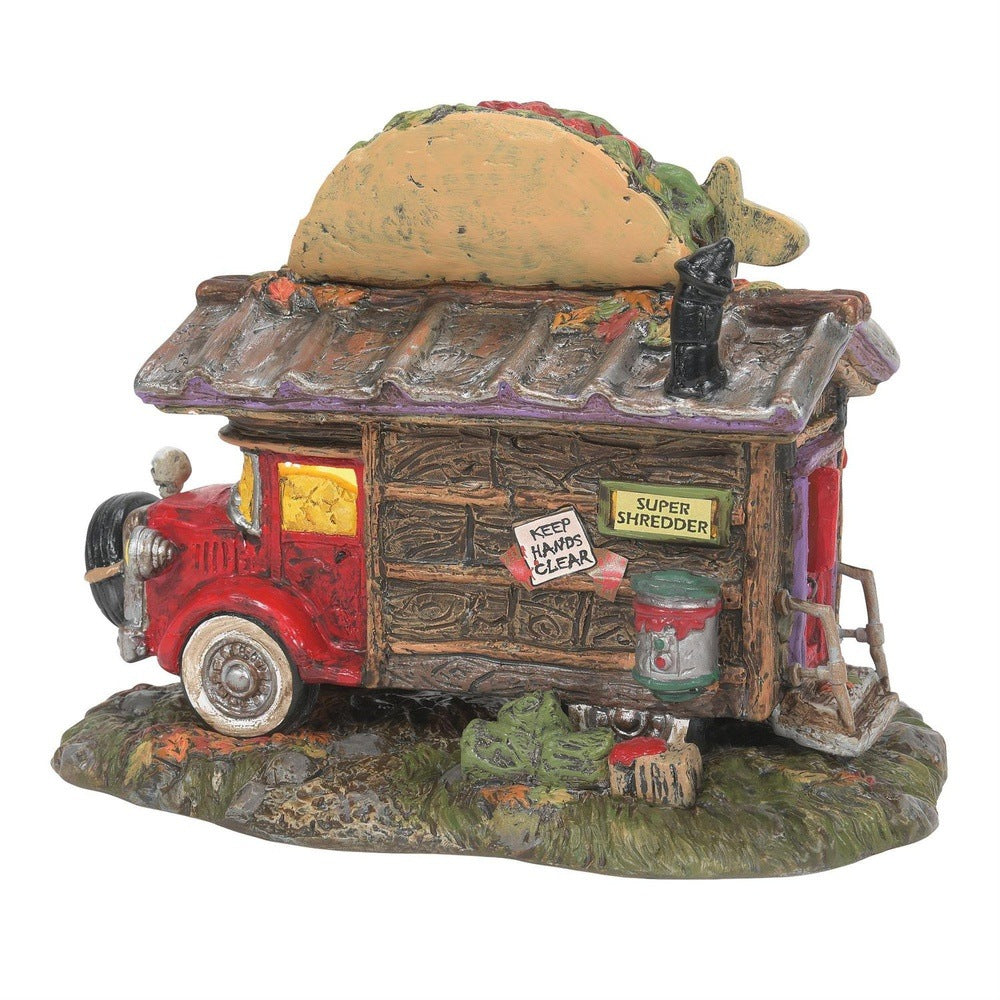 Snow Village Halloween: Taco Tombsday Taco Truck sparkle-castle
