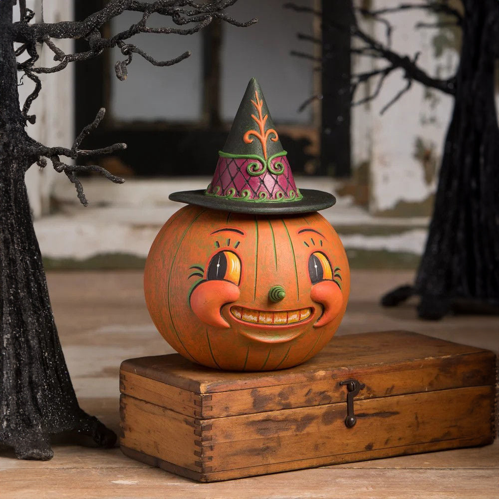 Johanna Parker by Bethany Lowe: Halloween Witchy Orange-O-Weena Container sparkle-castle