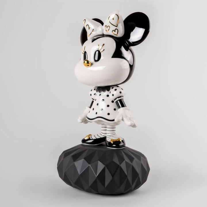 Lladró Disney Animation Collection: Gold Lustre Minnie In Black & White Figurine sparkle-castle