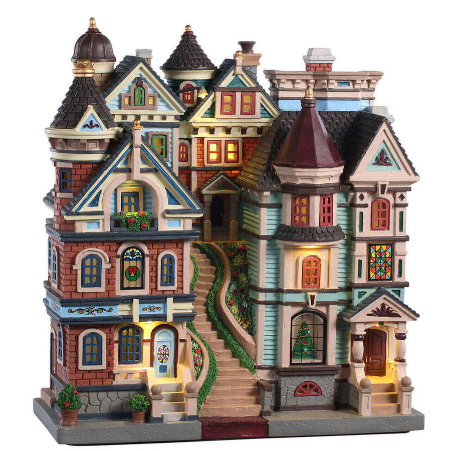 Lemax General Products Village: Houses On A Hill sparkle-castle