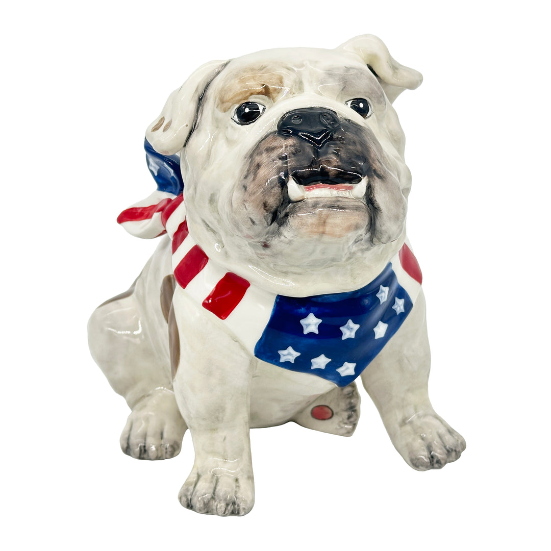 Blue Sky Clayworks: Patriotic Bulldog With Bandana Figurine sparkle-castle