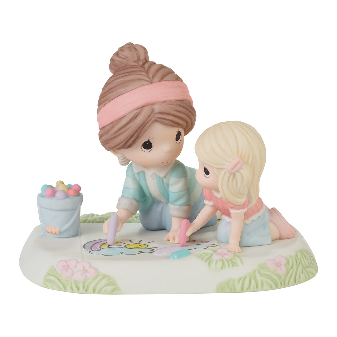 Precious Moments: Mom and Daughter Drawing with Chalk Figurine sparkle-castle