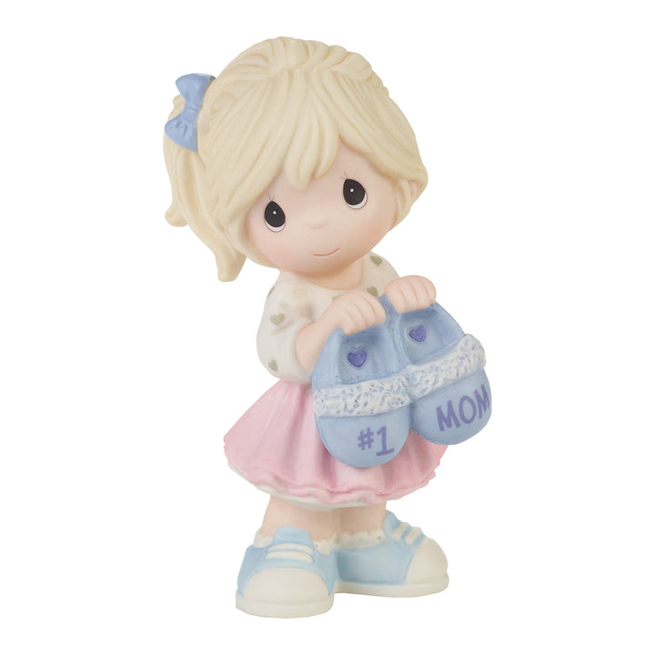 Precious Moments: Blond Girl Holding Mother's Day Slippers Figurine sparkle-castle