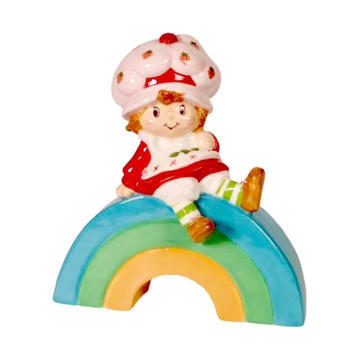 Blue Sky Clayworks: Strawberry Shortcake Sitting On Rainbow Figurine sparkle-castle