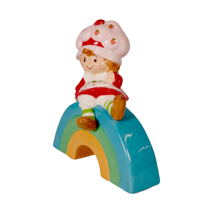 Blue Sky Clayworks: Strawberry Shortcake Sitting On Rainbow Figurine sparkle-castle