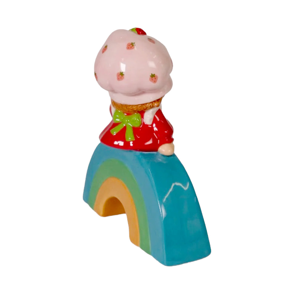 Blue Sky Clayworks: Strawberry Shortcake Sitting On Rainbow Figurine sparkle-castle