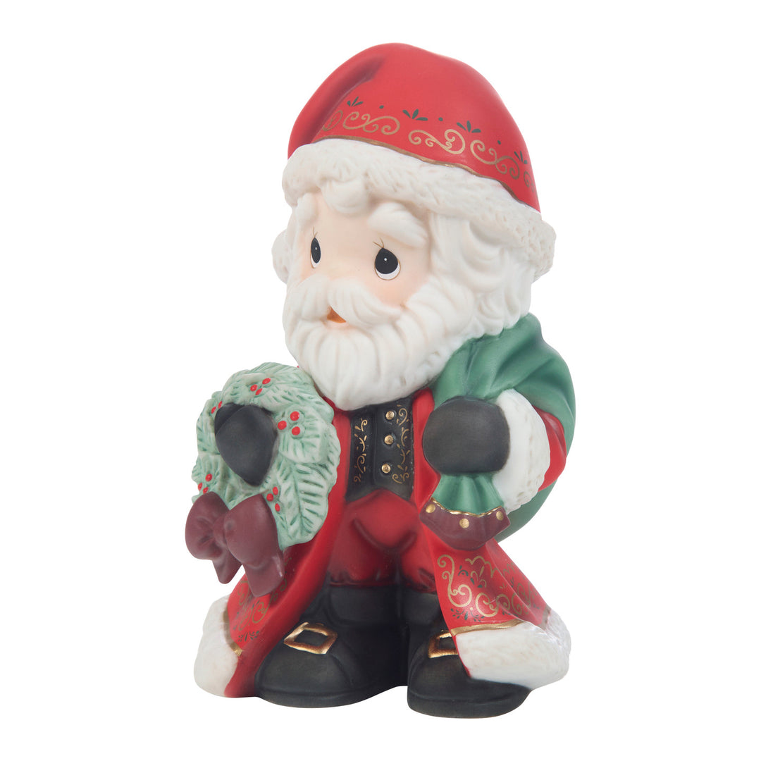 Precious Moments: Annual Christmas Santa With Wreath Figurine sparkle-castle