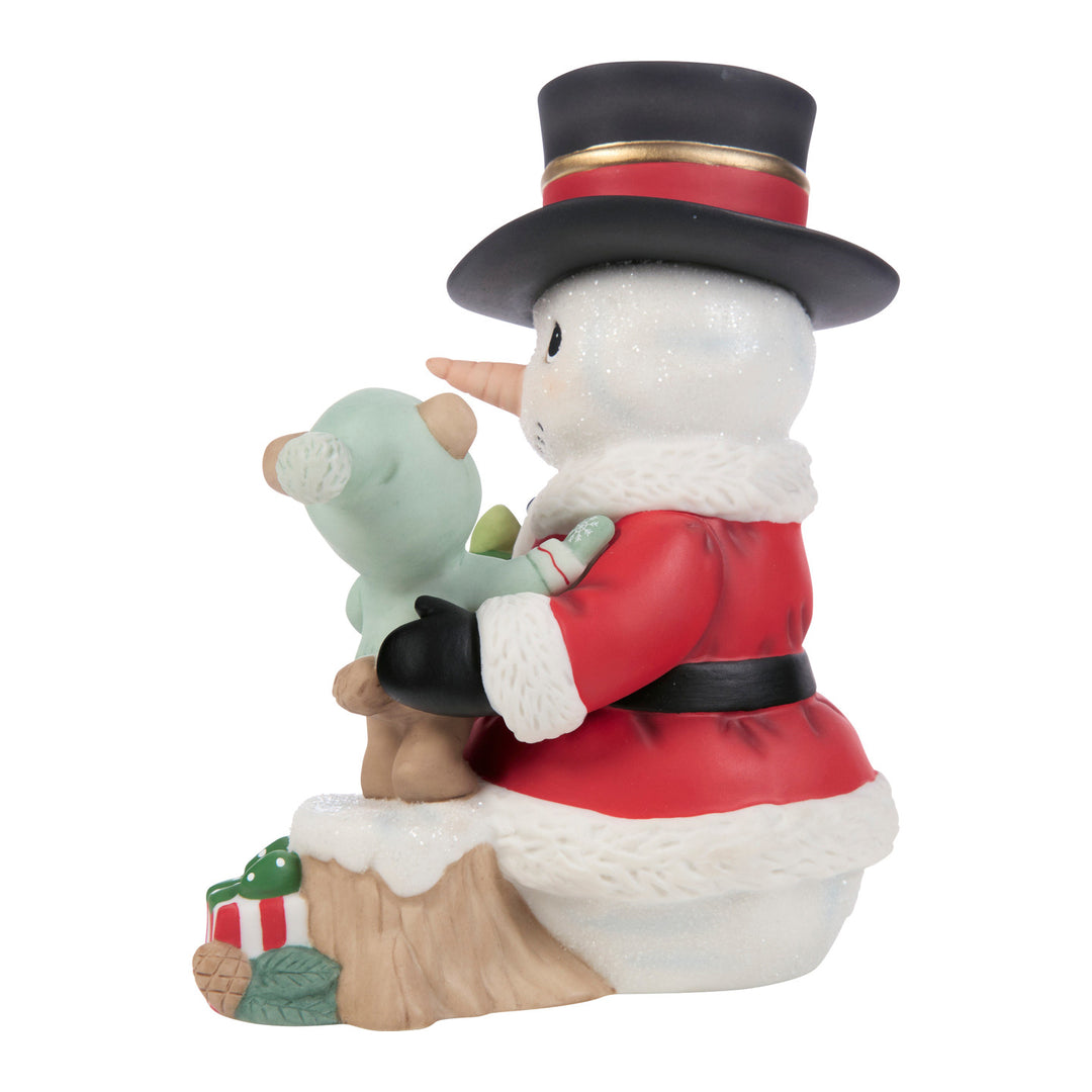 Precious Moments: Annual Christmas Snowman Befriending A Baby Bear Figurine sparkle-castle