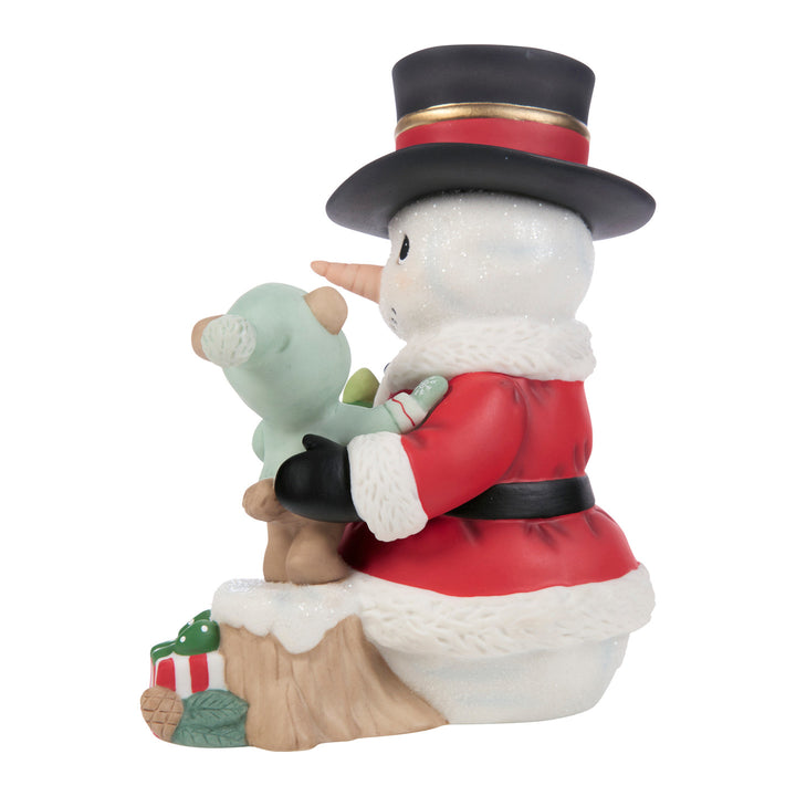 Precious Moments: Annual Christmas Snowman Befriending A Baby Bear Figurine sparkle-castle