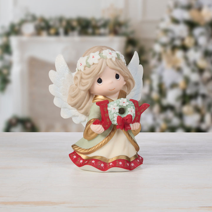 Precious Moments: 15th Annual Angel Holding JOY Sign Figurine sparkle-castle