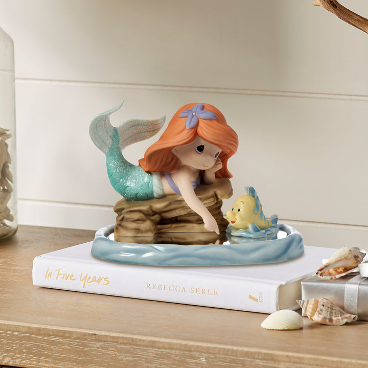 Precious Moments Disney Showcase: Ariel and Founder with Mirror Figurine sparkle-castle