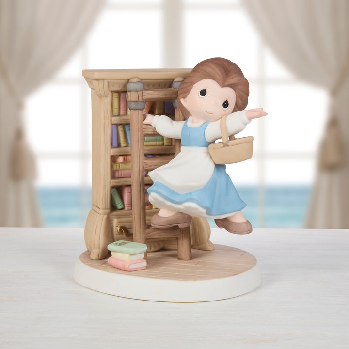 Precious Moments Disney Showcase: Belle In Library On Ladder Figurine sparkle-castle