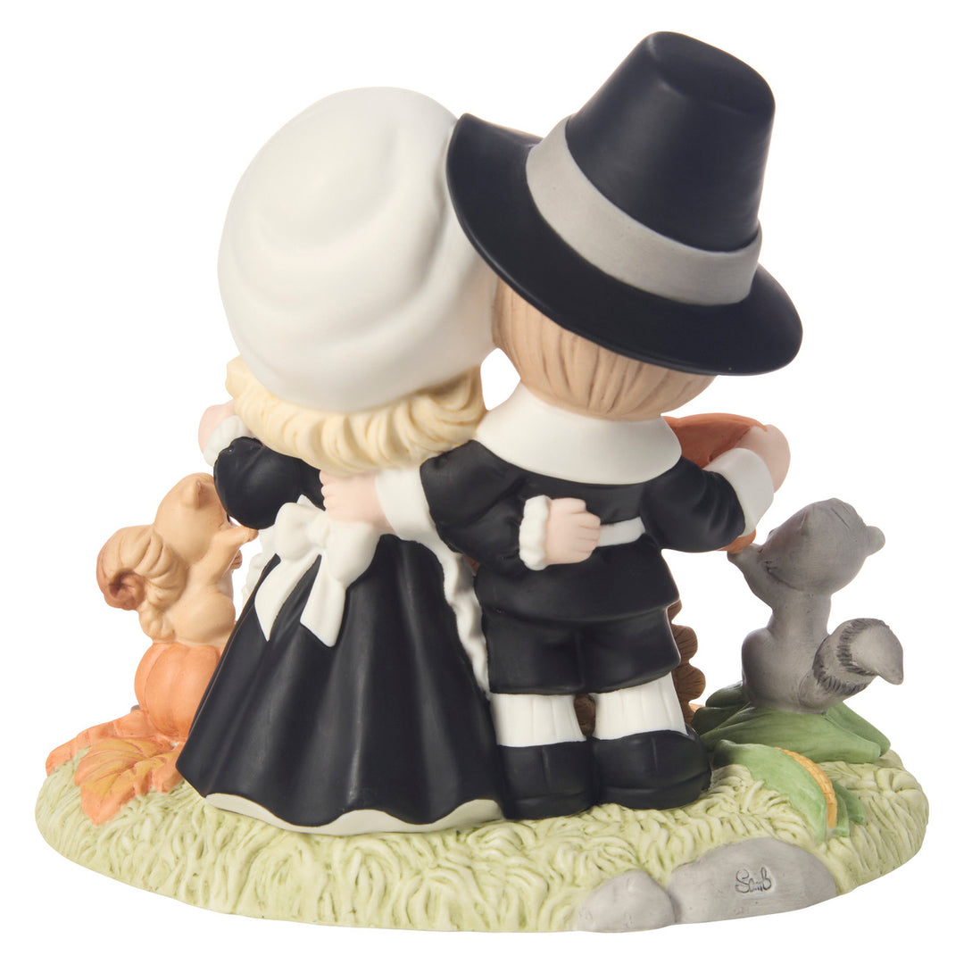 Precious Moments: Pilgrim Couple Holding Thankful Sign Limited Edition Figurine sparkle-castle