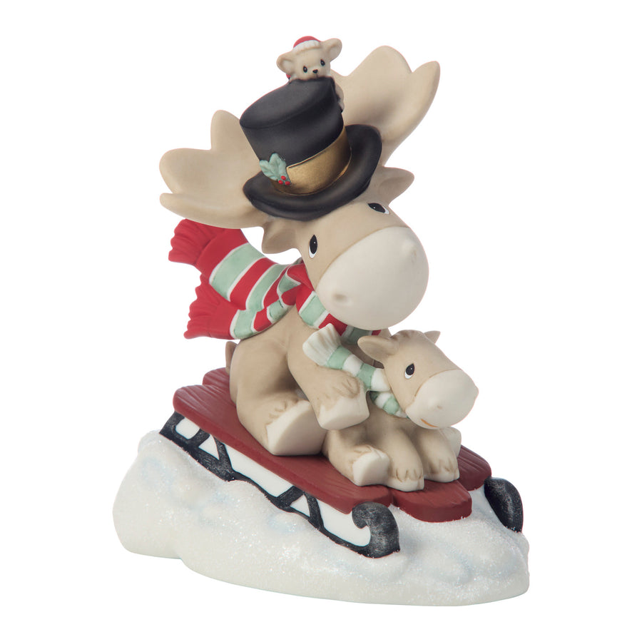 Precious Moments: Moose Father and Son Sledding Figurine sparkle-castle