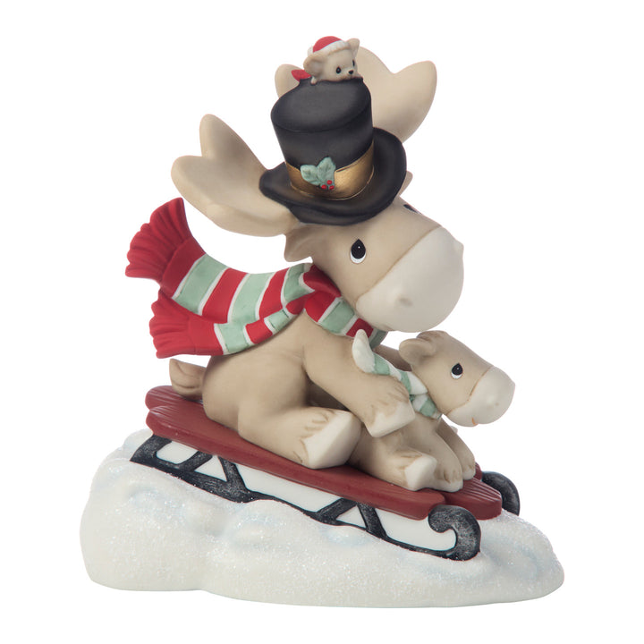 Precious Moments: Moose Father and Son Sledding Figurine sparkle-castle