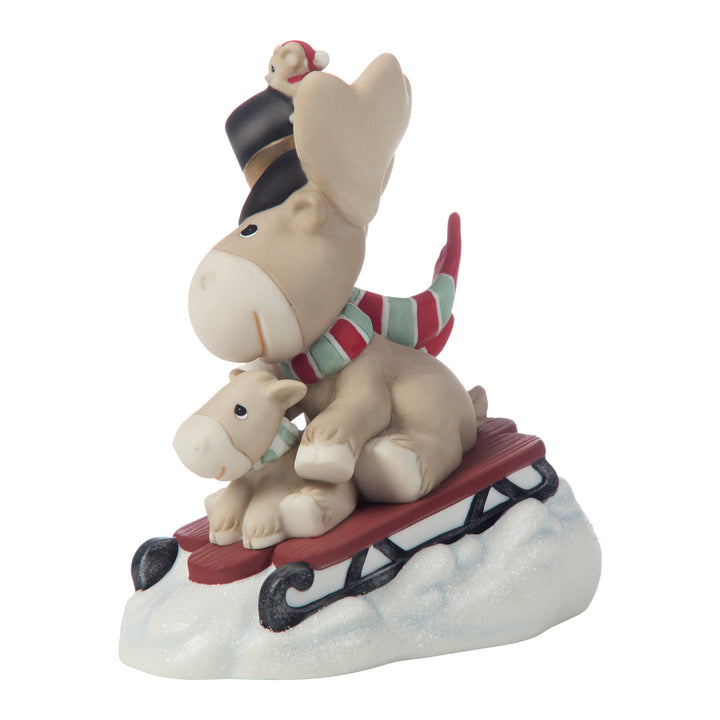 Precious Moments: Moose Father and Son Sledding Figurine sparkle-castle