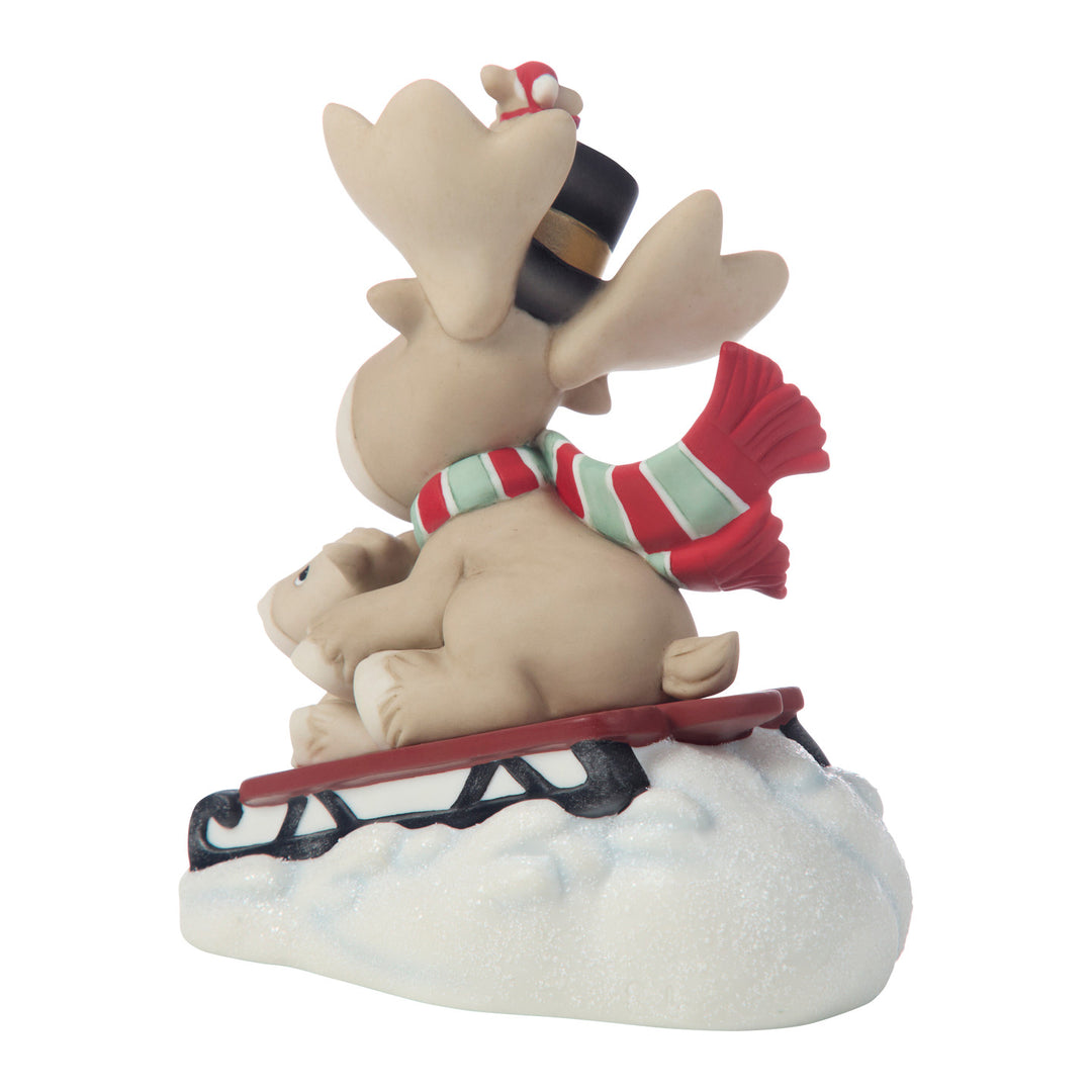Precious Moments: Moose Father and Son Sledding Figurine sparkle-castle