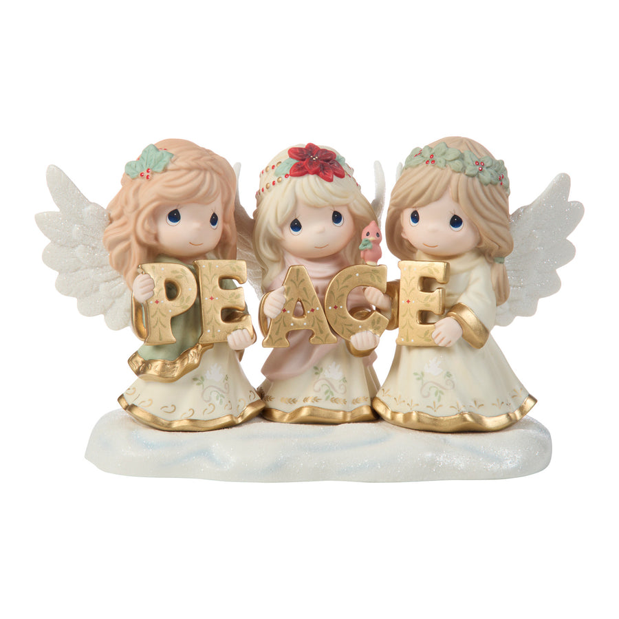 Precious Moments Trio of Angels Holding PEACE Sign Limited Edition Figurine sparkle-castle