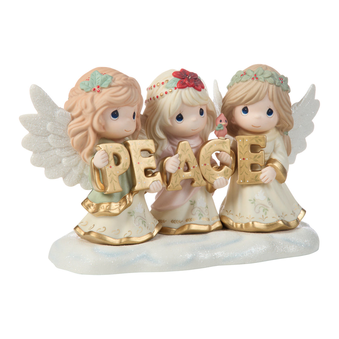 Precious Moments Trio of Angels Holding PEACE Sign Limited Edition Figurine sparkle-castle