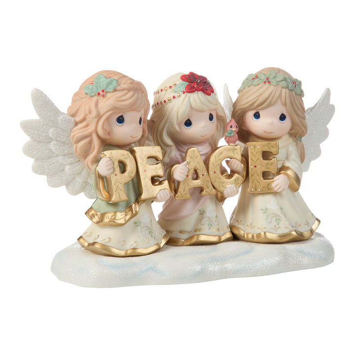 Precious Moments Trio of Angels Holding PEACE Sign Limited Edition Figurine sparkle-castle