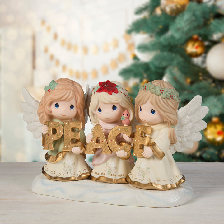 Precious Moments Trio of Angels Holding PEACE Sign Limited Edition Figurine sparkle-castle