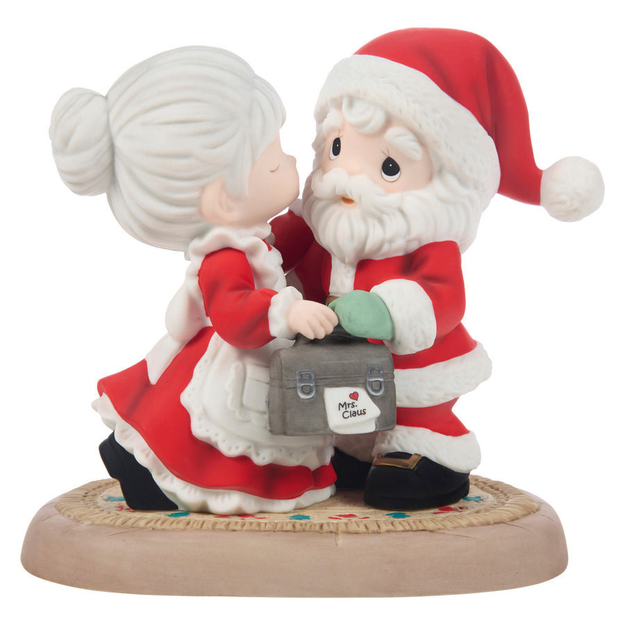 Precious Moments: Mrs. Claus Kissing Santa Goodbye Figurine sparkle-castle