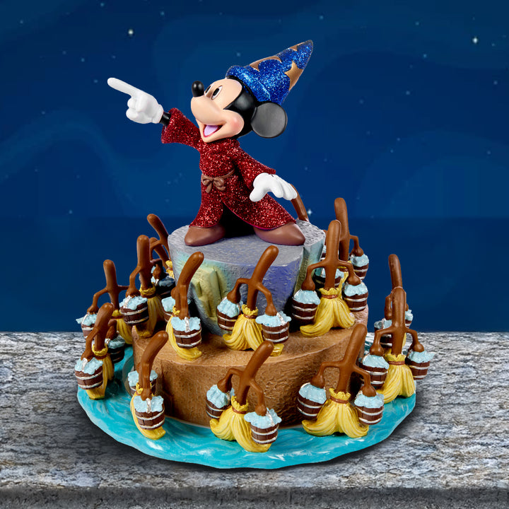 Precious Moments Disney Showcase: Sorcerer Mickey Fantasia 85th Anniversary Musical Figurine sparkle-castle