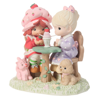 Precious Moments Strawberry Shortcake: Strawberry Shortcake and Friend Sharing A Milkshake Figurine sparkle-castle