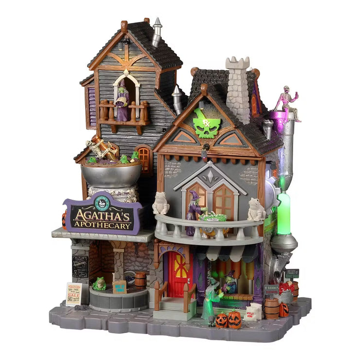 Lemax Spooky Town Halloween Village: Agatha's Apothecary sparkle-castle