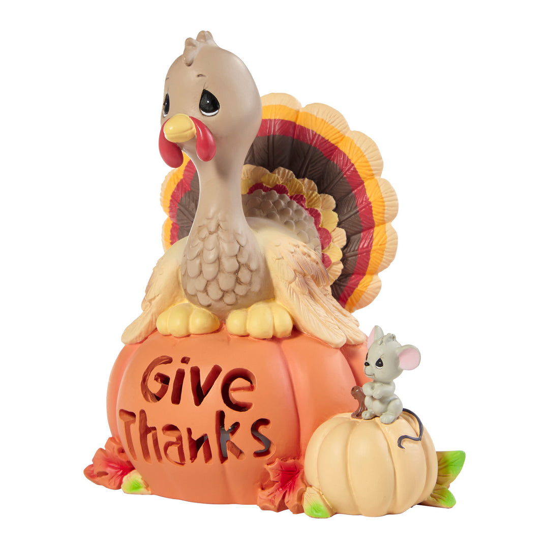 Precious Moments: Turkey on Pumpkin Lighted Figurine sparkle-castle
