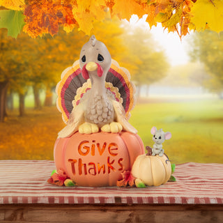 Precious Moments: Turkey on Pumpkin Lighted Figurine sparkle-castle