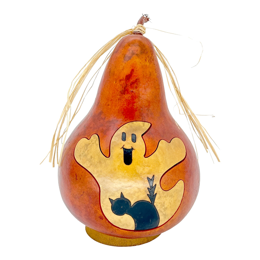 Meadowbrooke Gourds: Boo Ghost and Cat Design Figurine sparkle-castle