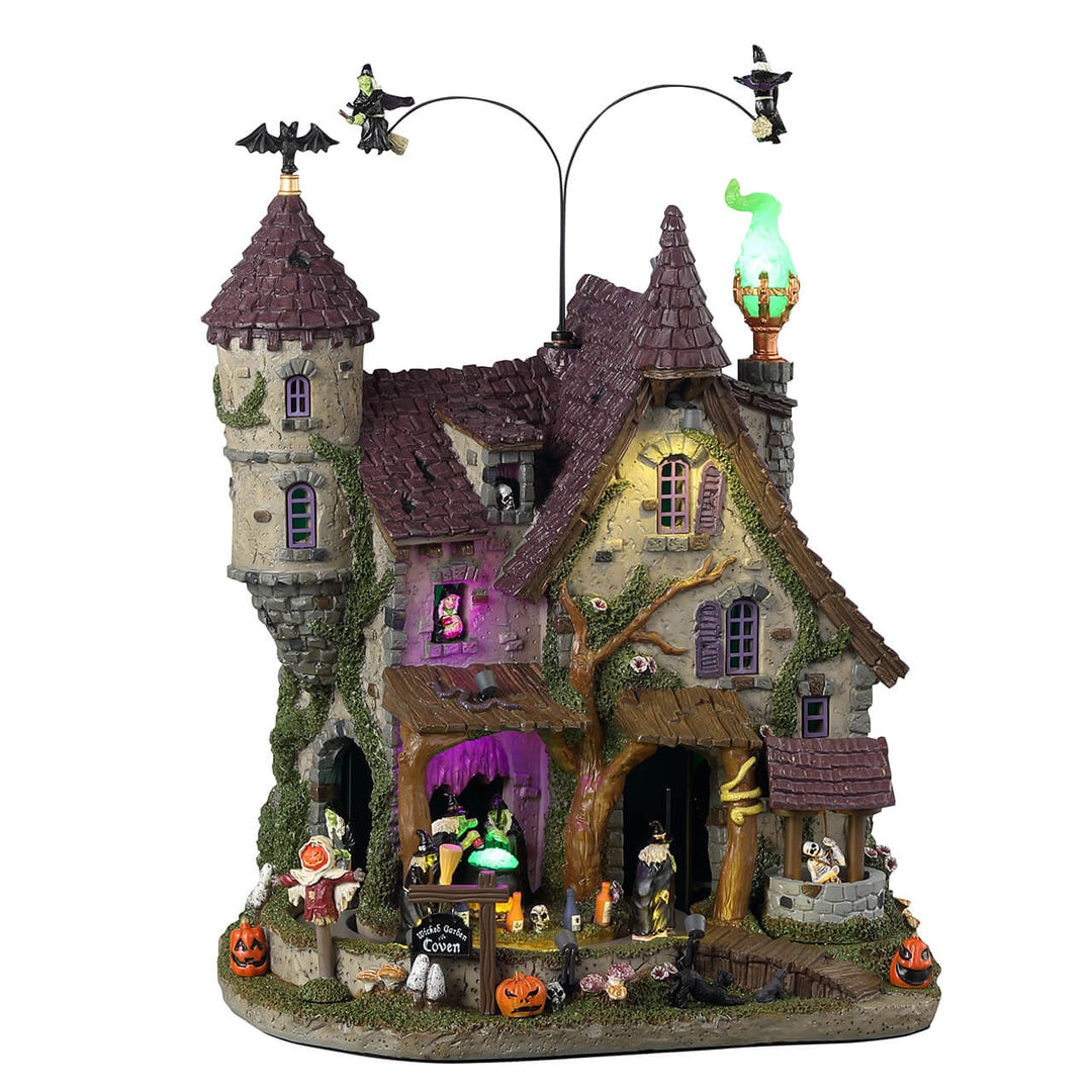 Lemax Spooky Town Halloween Village: Wicked Garden Coven sparkle-castle