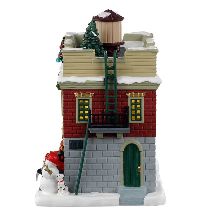 Lemax Jukebox Junction Village: Casey St. Firehouse 51 sparkle-castle