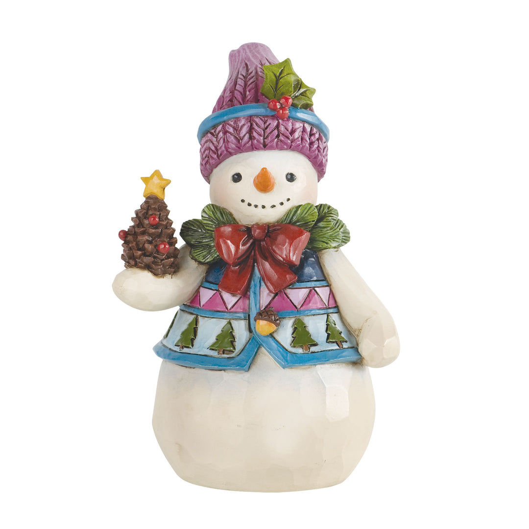 Jim Shore Heartwood Creek: Pint Sized Snowman with Pinecone Figurine sparkle-castle