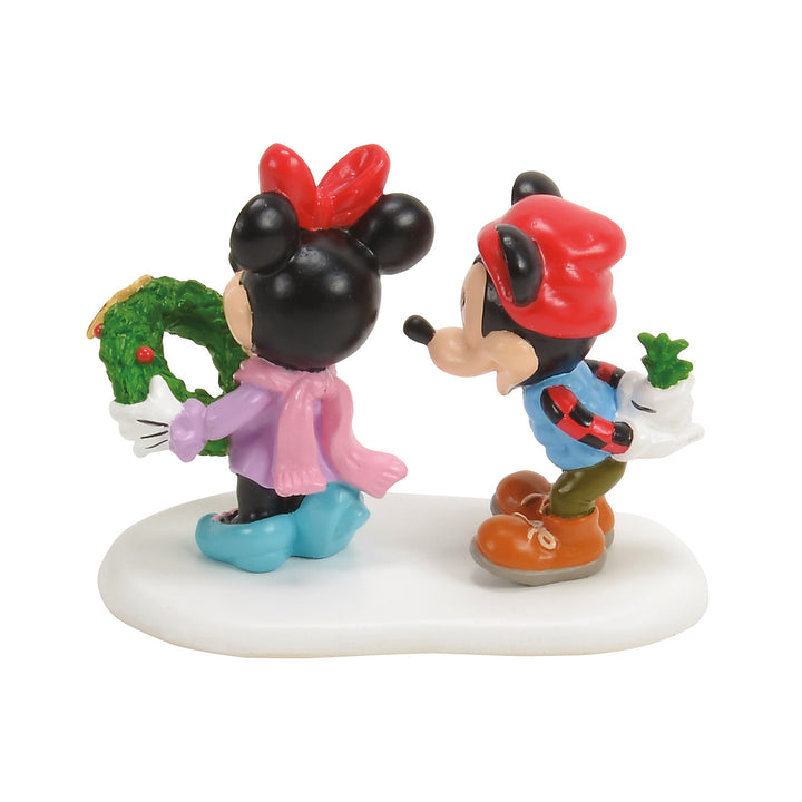 Department 56 Disney Snow Village Accessory: Mickey's Mistletoe Surprise sparkle-castle