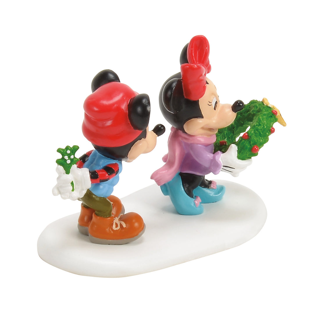Department 56 Disney Snow Village Accessory: Mickey's Mistletoe Surprise sparkle-castle