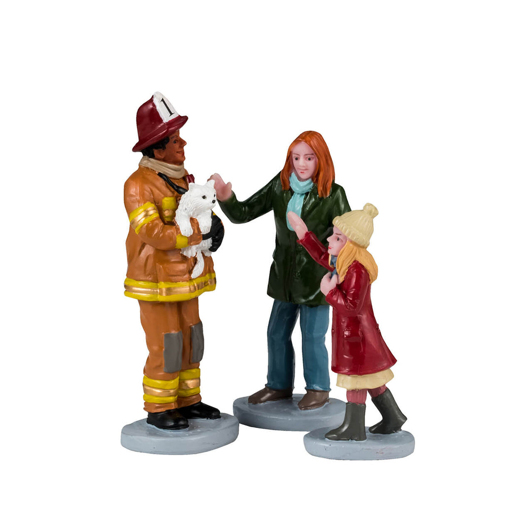 Lemax General Products Village Accessory: Fireman To The Rescue, Set of 3 sparkle-castle