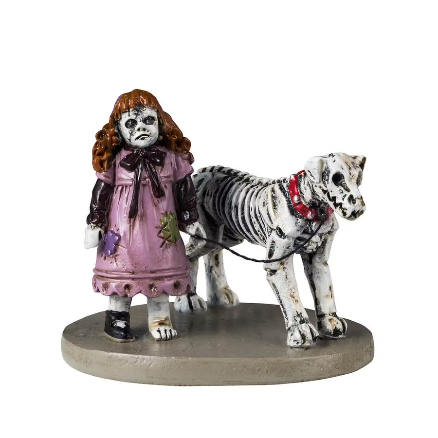 Lemax Spooky Town Halloween Village Accessory: Creepy Doll & Dog sparkle-castle