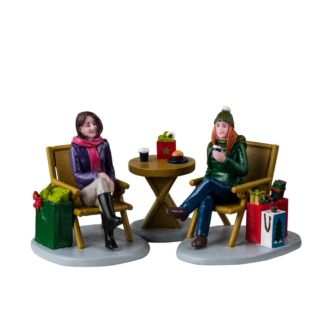 Lemax General Products Village Accessory: Christmas Shopping Break, Set of 3 sparkle-castle