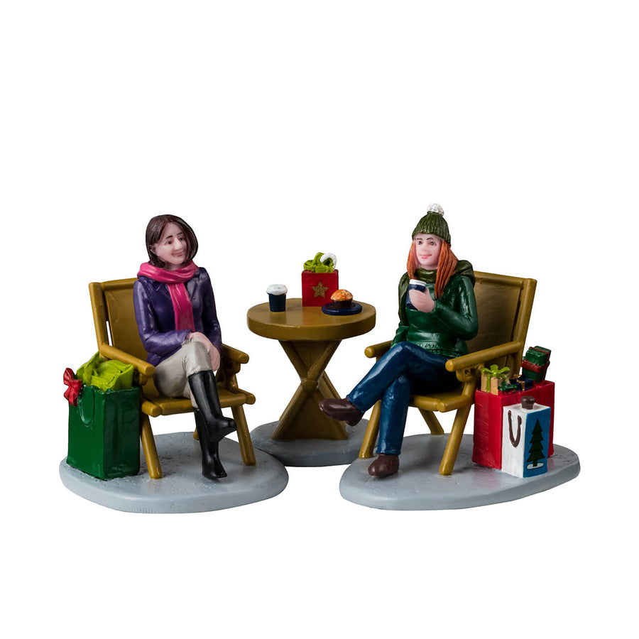 Lemax General Products Village Accessory: Christmas Shopping Break, Set of 3 sparkle-castle