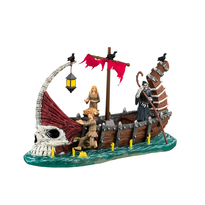 Lemax Spooky Town Halloween Village Accessory: Ferry On River Styx sparkle-castle