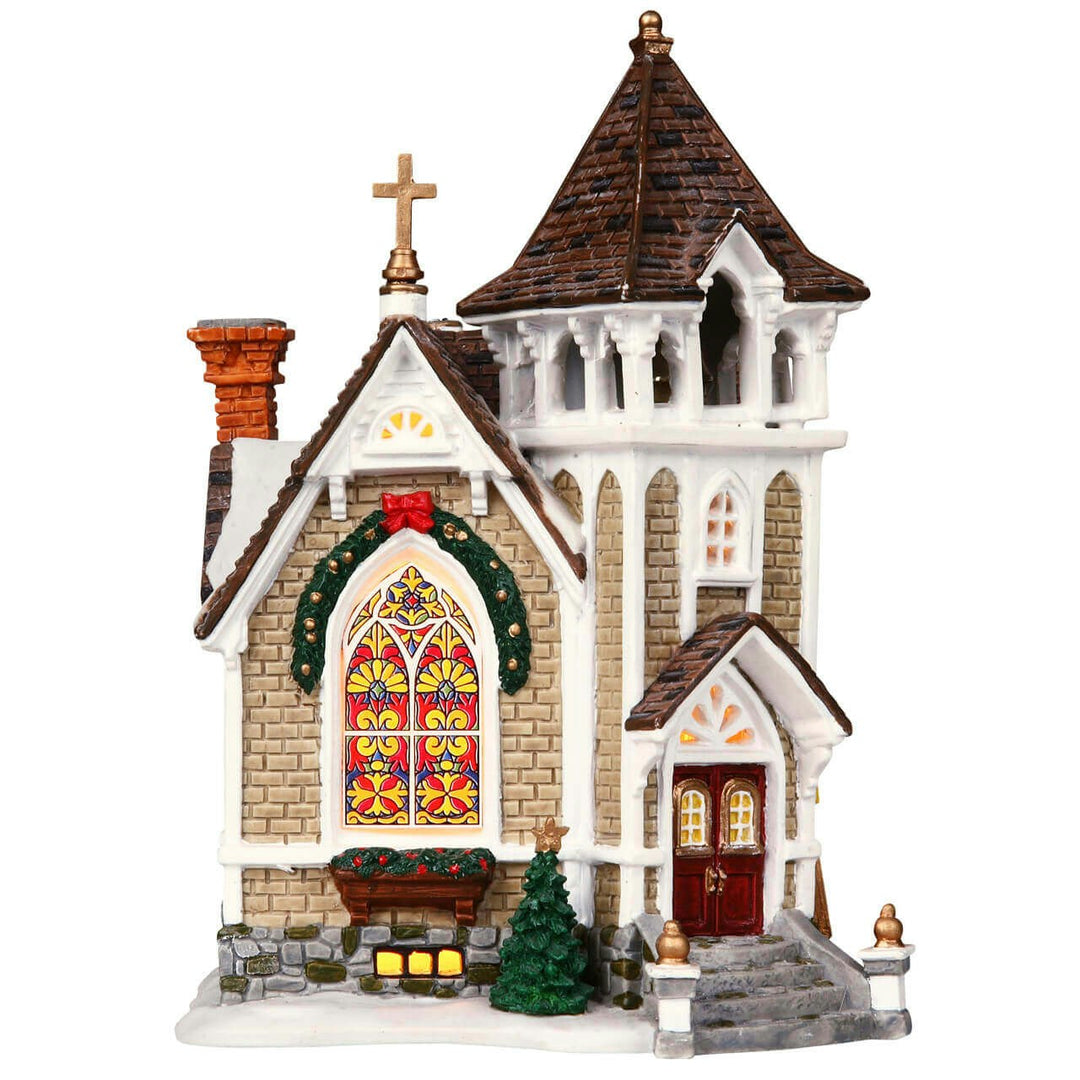 Lemax Harvest Crossing Village: Little River Church sparkle-castle