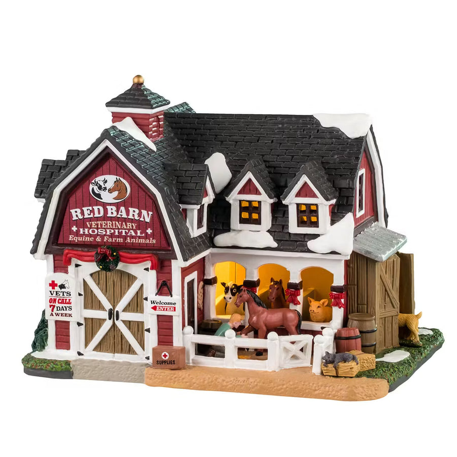 Lemax Harvest Crossing Village: Red Barn Veterinary Hospital sparkle-castle