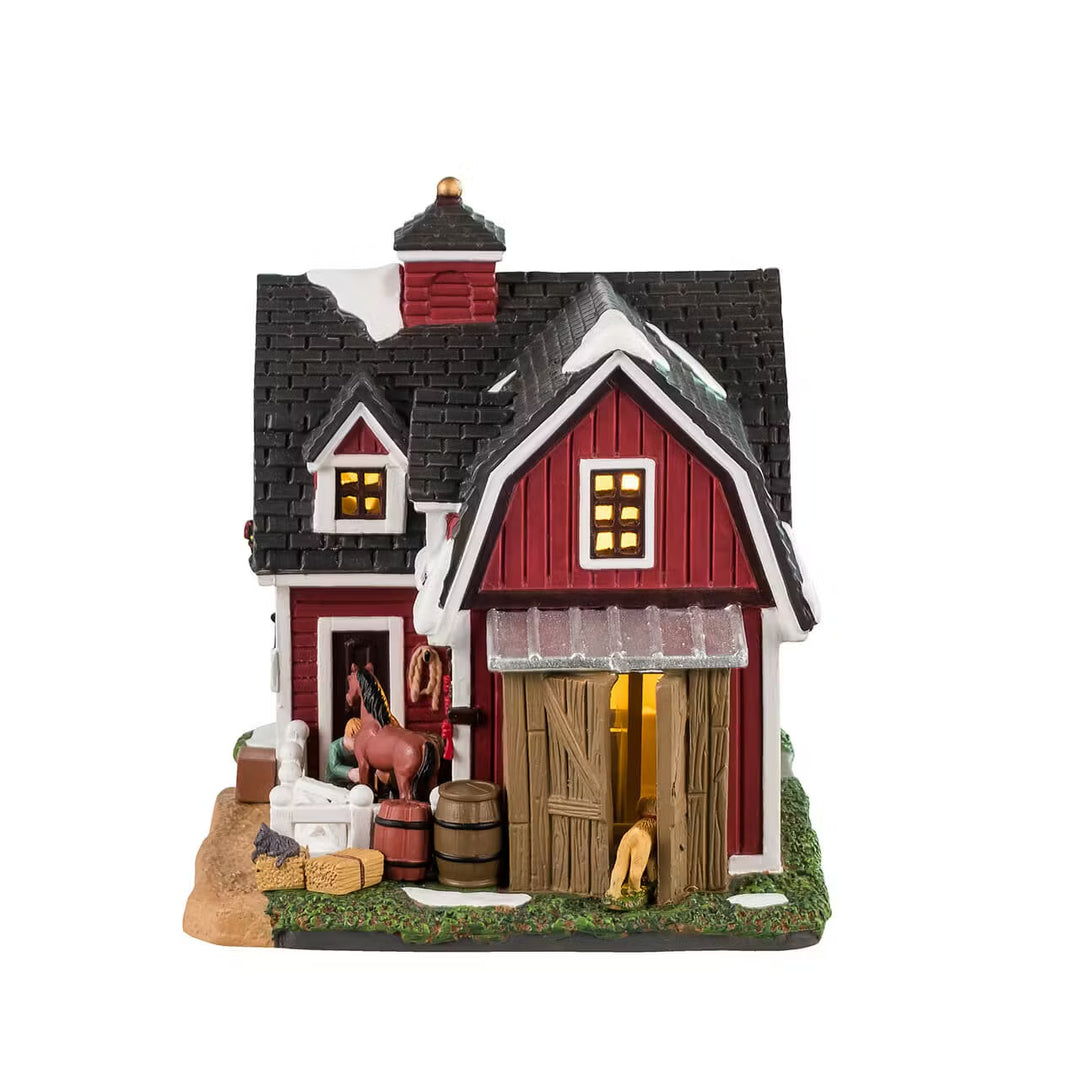 Lemax Harvest Crossing Village: Red Barn Veterinary Hospital sparkle-castle