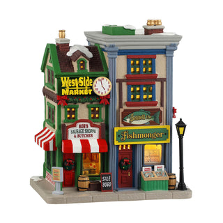 Lemax Caddington Village: West Side Market Shops sparkle-castle