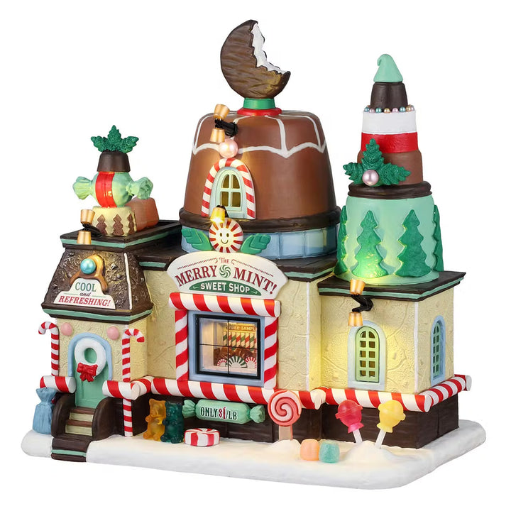 Lemax Sugar 'N Spice Village: The Merry Mint! Sweet Shop sparkle-castle